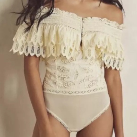 Intimately Free People Oh Cheri Scalloped Lace Bodysuit. NWT. Size Medium - Picture 2 of 7